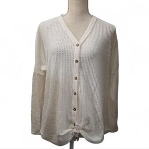 Kristin Nicole Women's Cream Button-Up Sweater